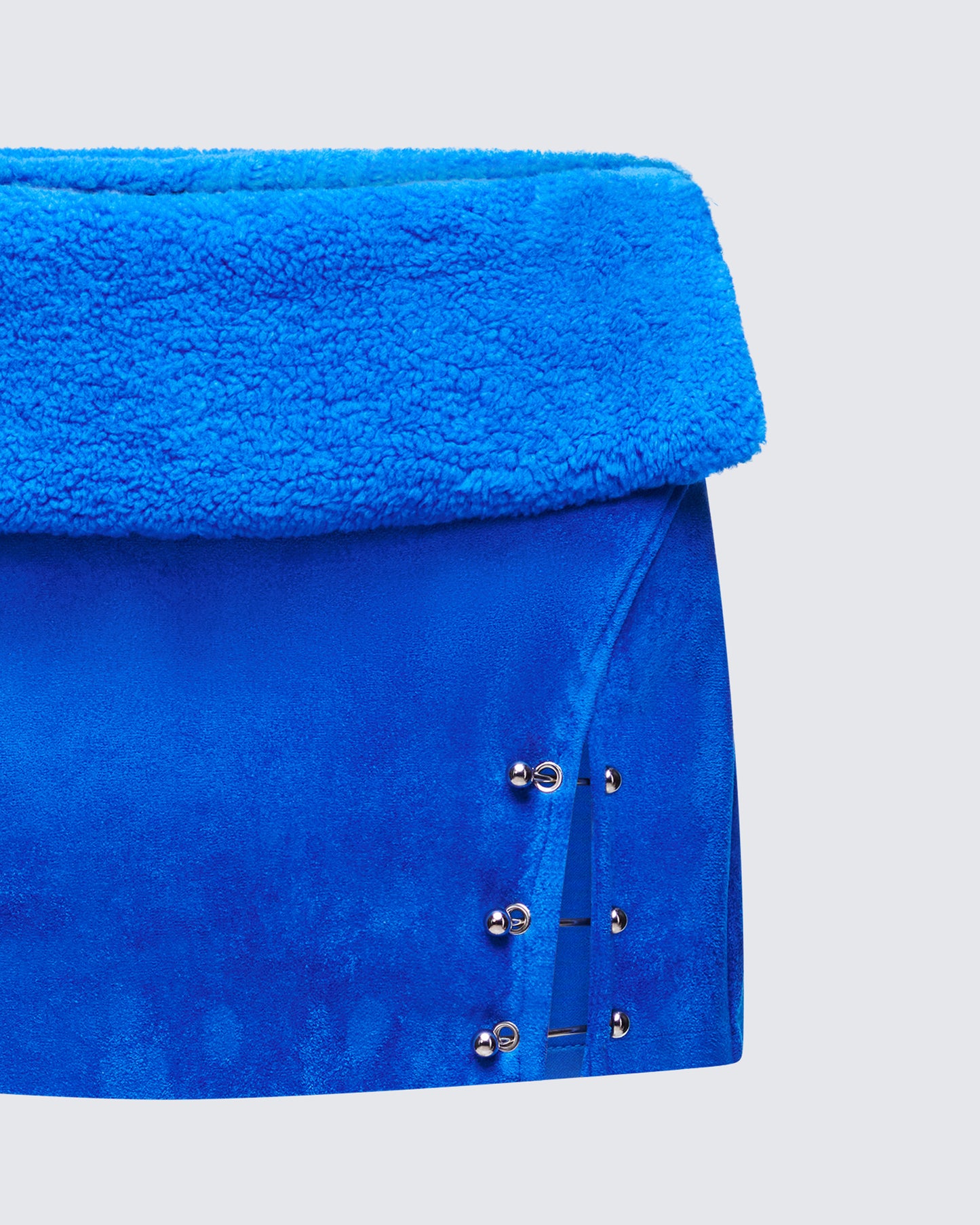 Ramona Blue Vegan Shearling Mini Skirt