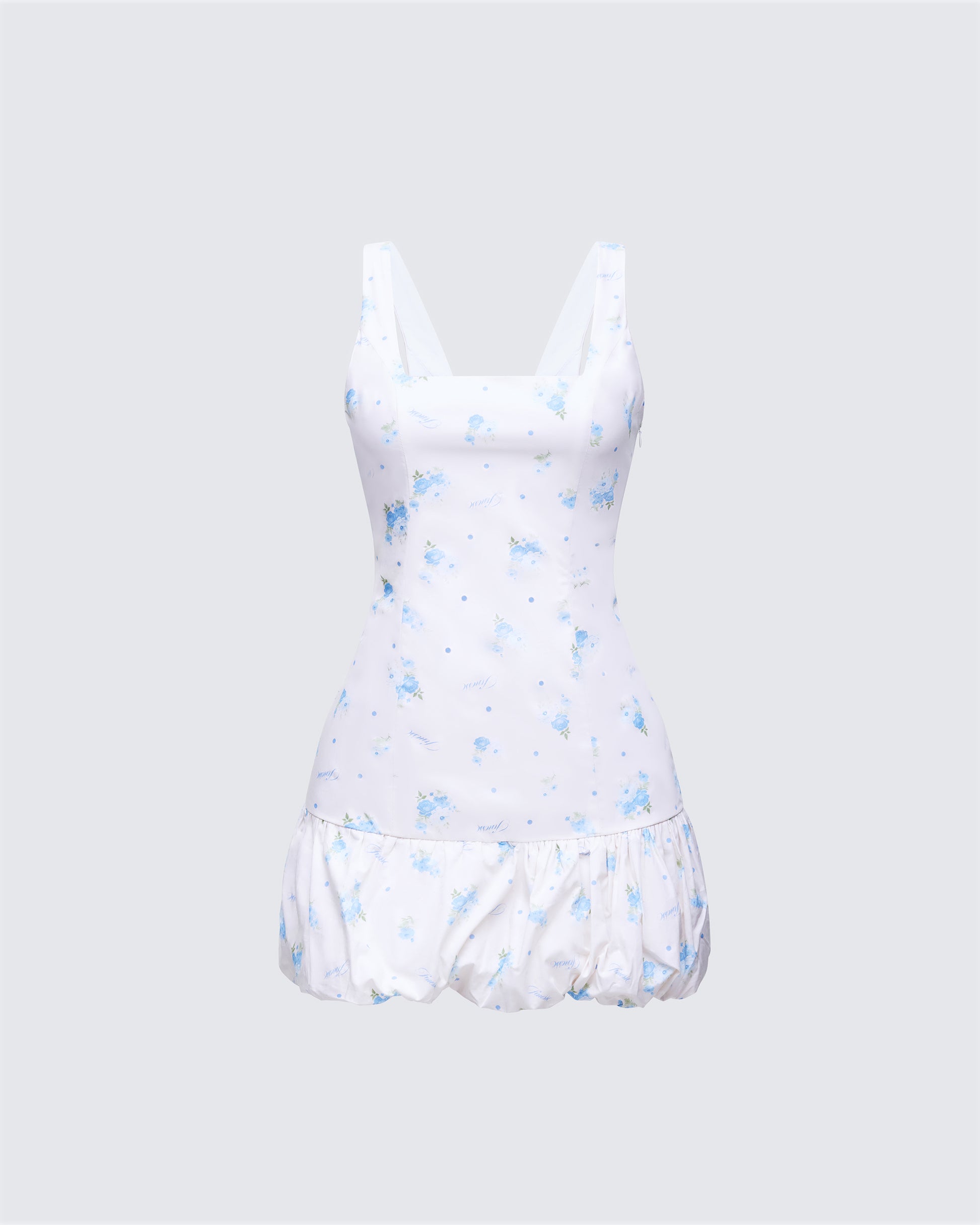 Blue Floral Print Mini Dress - Tank Style Summer Dress FINESSE Blue Floral Print Mini Dress - Tank Style Summer Dress FINESSE