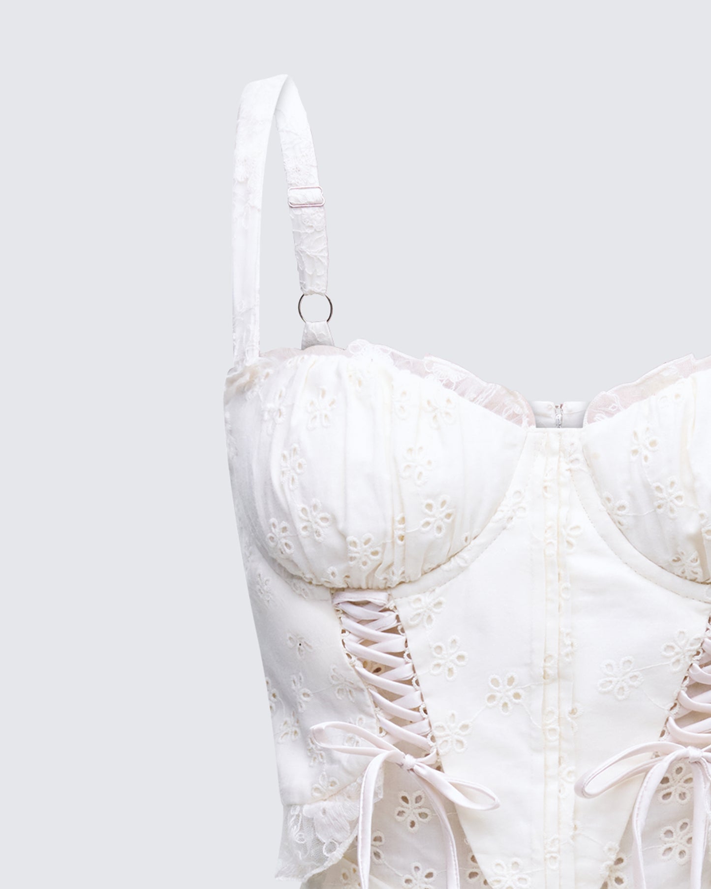 Sallie Ivory Eyelet Corset Mini Dress