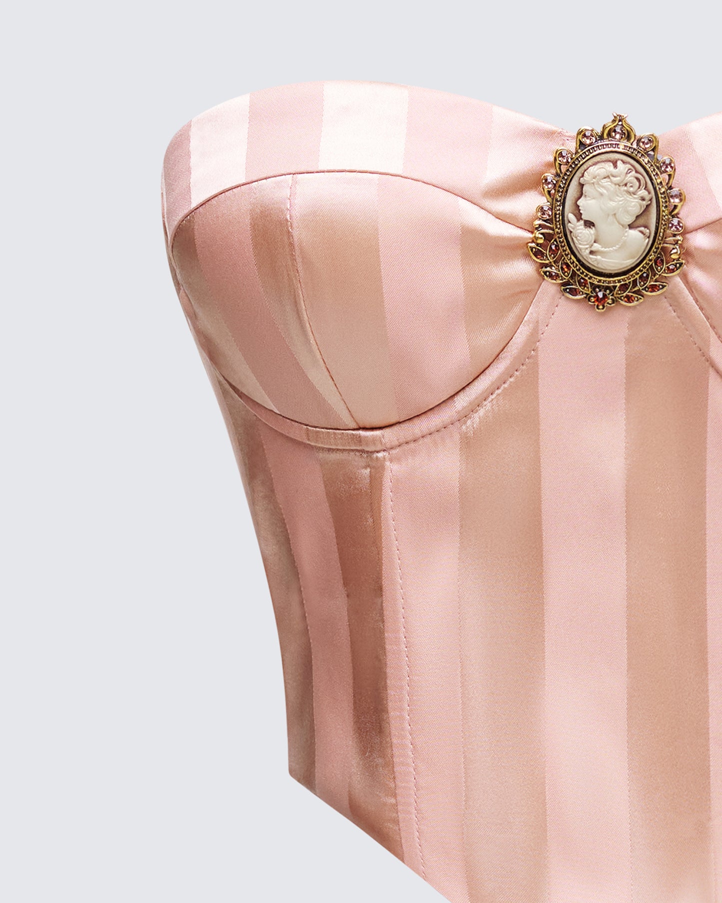 Salome Peach Stripe Corset Top