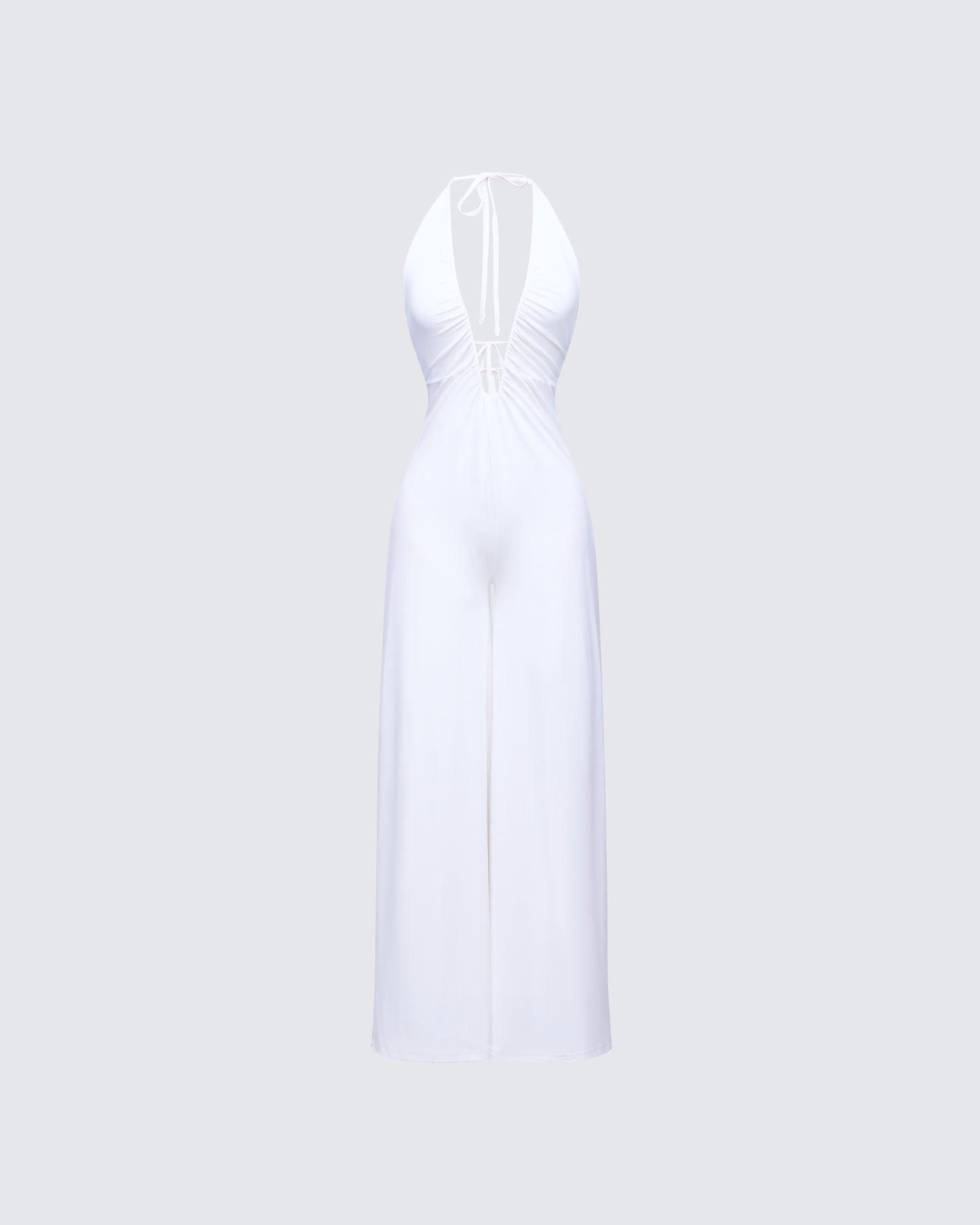 Saoirse White Plunge Neck Jumpsuit product front