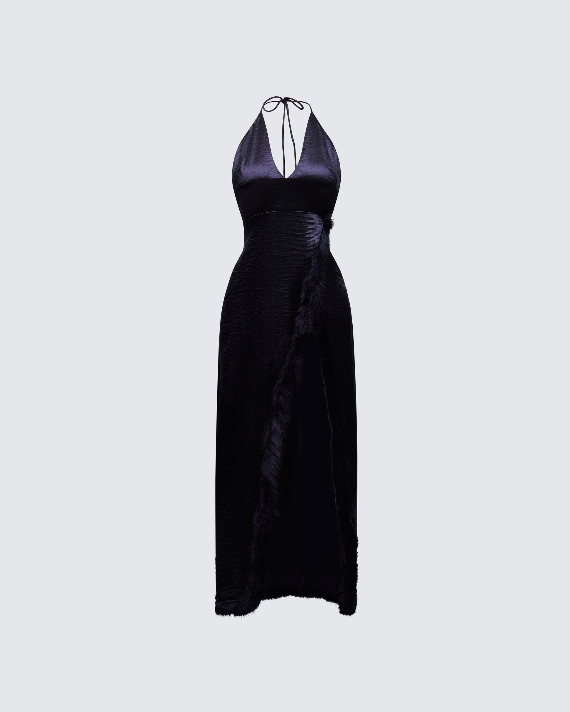 Black Halter Maxi Dress - Satin Wrap Formal FINESSE Black Halter Maxi Dress - Satin Wrap Formal FINESSE