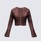 Viatrix Brown Vegan Leather Studded Jacket product front