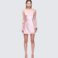 Miko Pink Satin Mini Dress model front