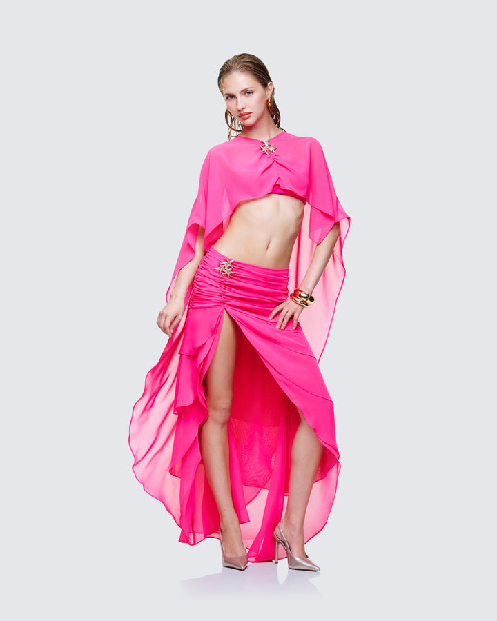 Audra Pink Bandeau and Chiffon Maxi Top