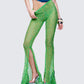 Zayla Green Net Flare Leg Trousers