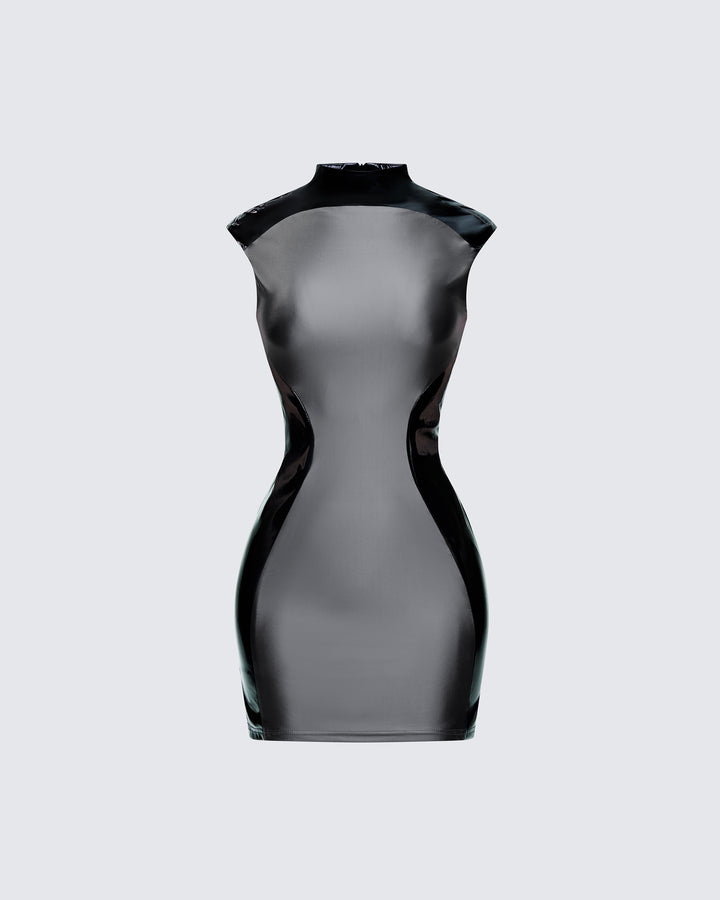 Marea Black Vinyl Contour Dress product front