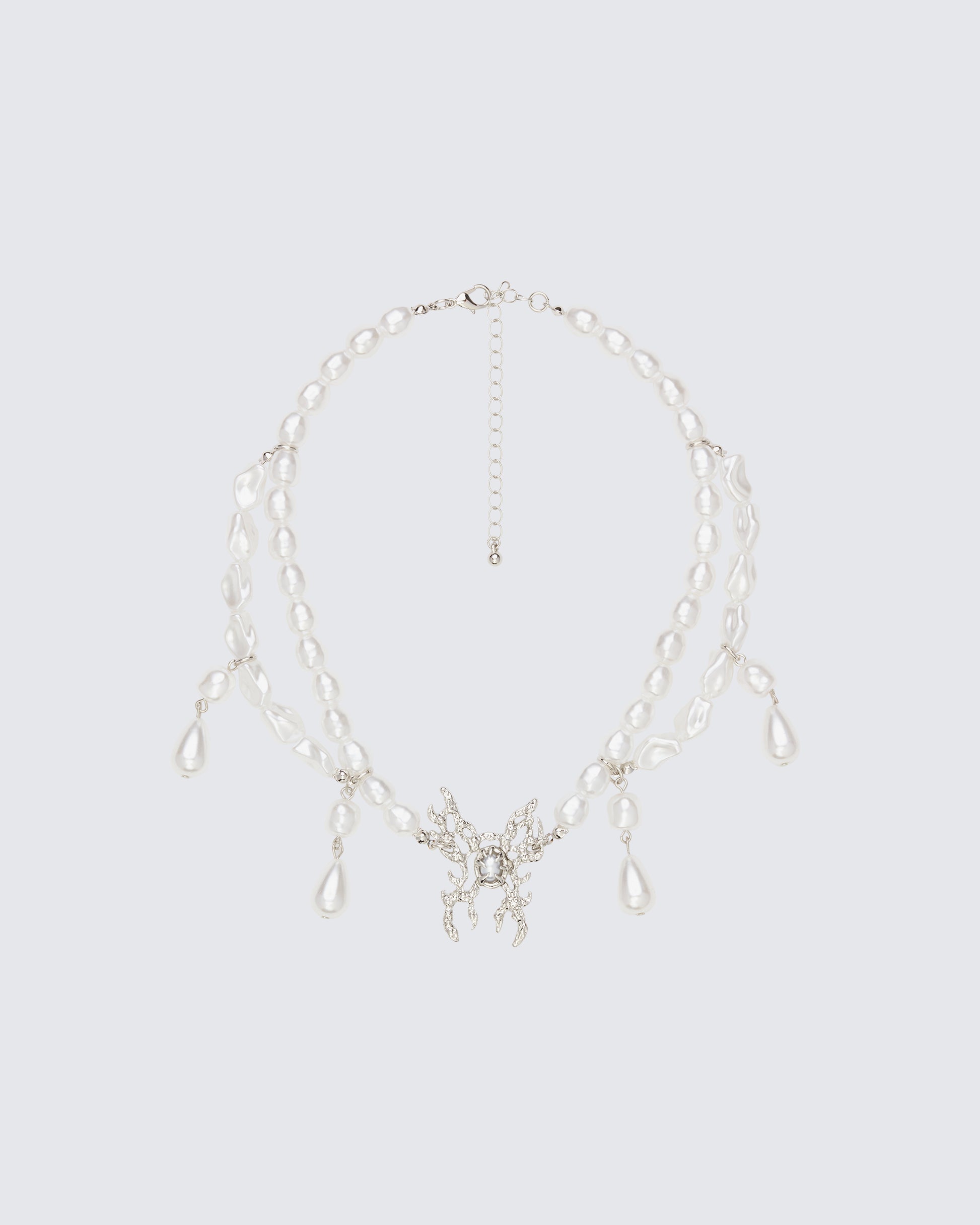 Zanele Ivory Pearl Molten Necklace - front view