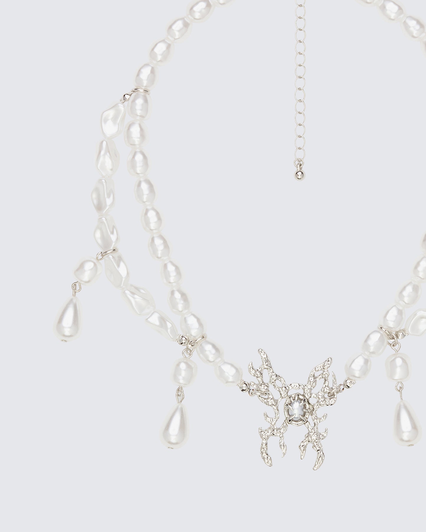 Zanele Ivory Pearl Molten Necklace - on model