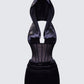 Lirael Black Sheer Corset Maxi Dress