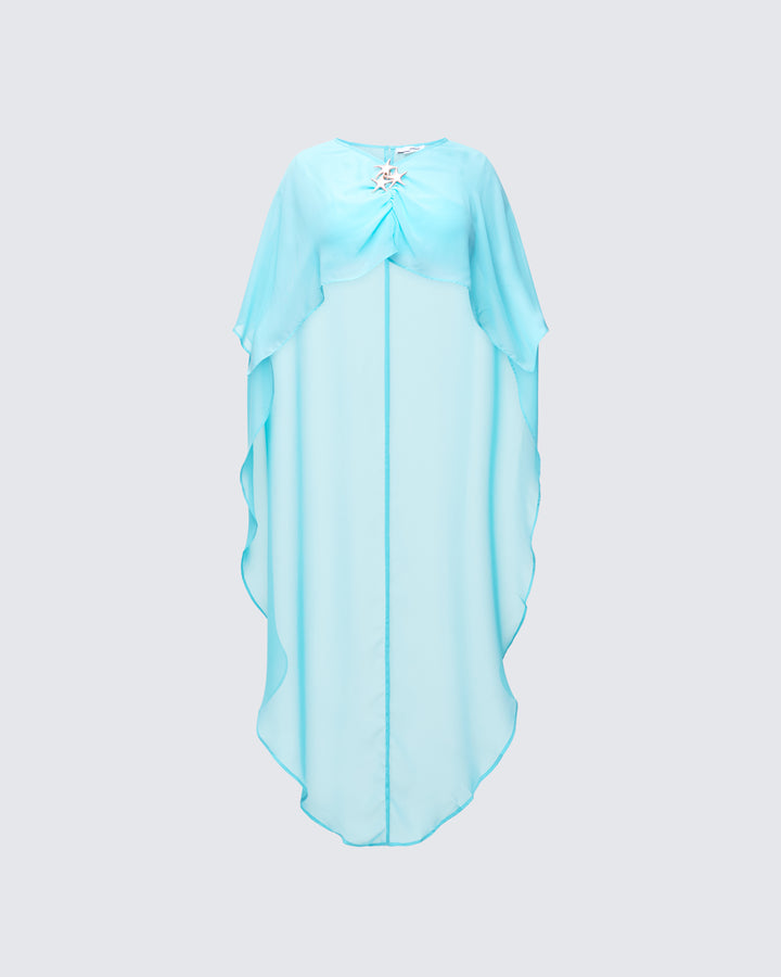 Audra Blue Bandeau and Chiffon Maxi Top