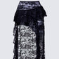 Rina Black Lace Asymmetrical Hem Ruffle Skirt