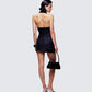Mina Black Halter Eyelet Leather Look Dress