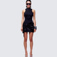Lindsey Black Wrap Mini Dress