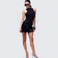 Lindsey Black Wrap Mini Dress