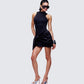 Lindsey Black Wrap Mini Dress