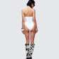 Rilena White Vegan Leather Strapless Bodysuit