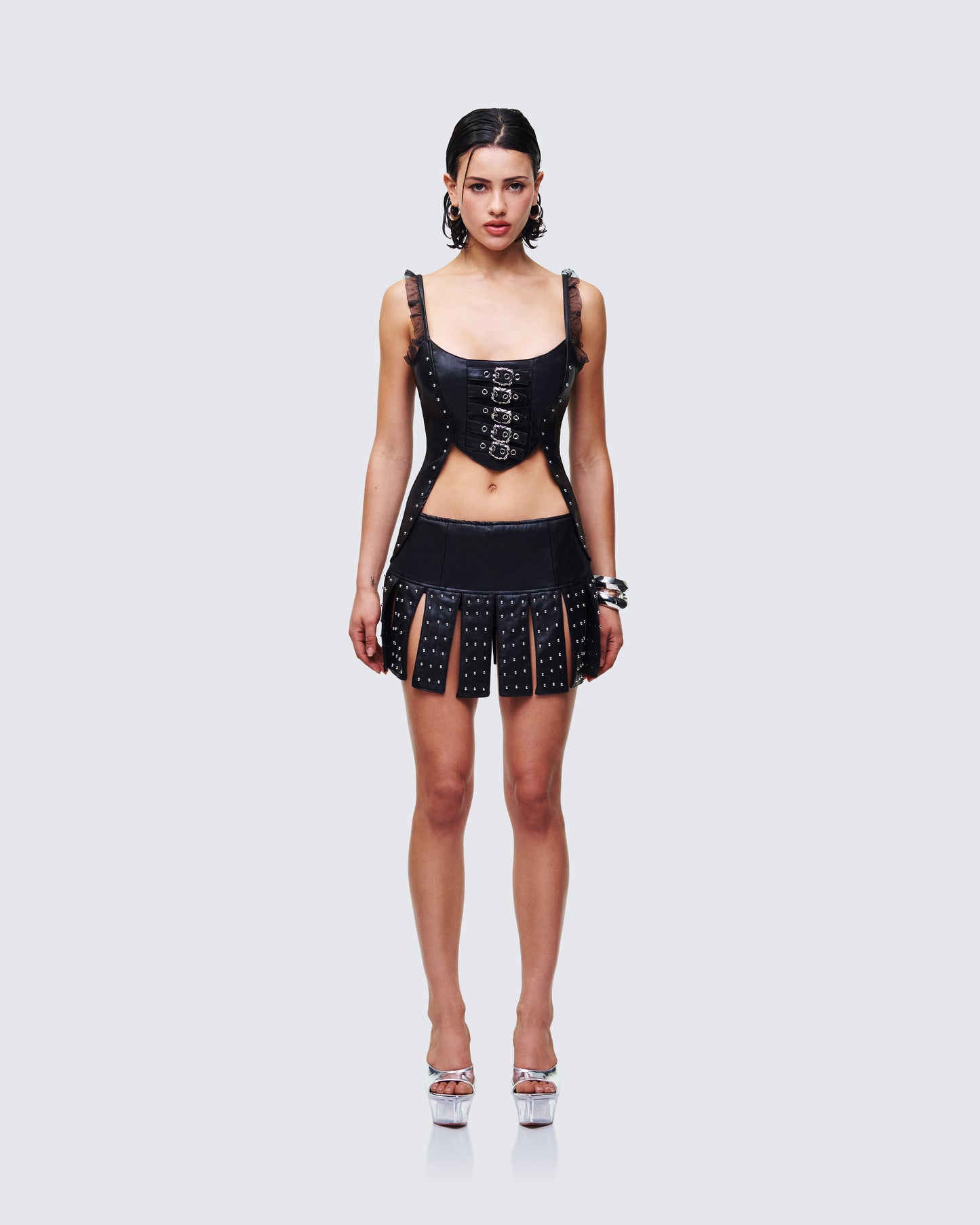Women's black mini dress front view – FINESSE