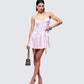 Women's pink mini dress styled on model – FINESSE