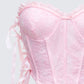 Cinday Pink Sequin Side Tie Corset