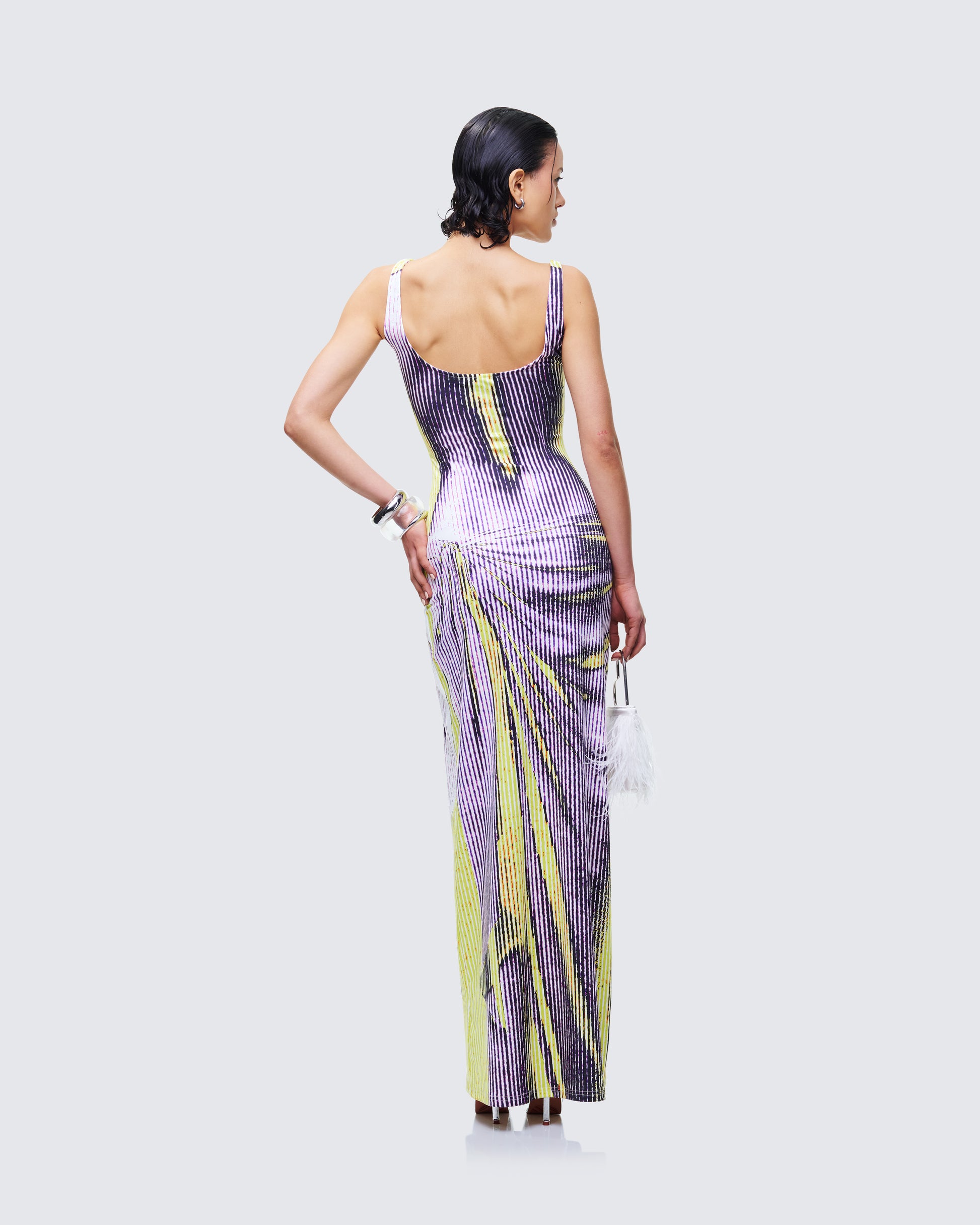 purple abstract dress YOURS LONDON Plus Size Purple Abstract Ruffle Maxi Dress