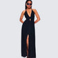 Leida Black Halter Maxi Dress