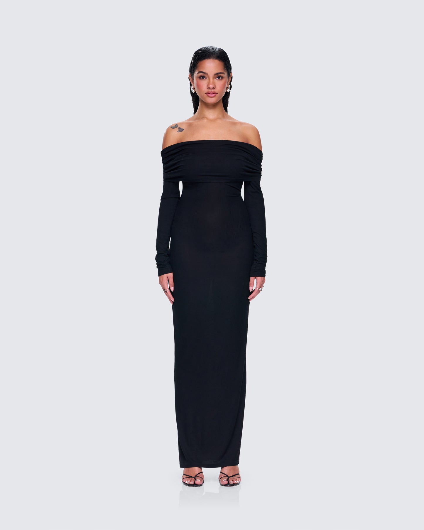 Kyan Black Off Shoulder Maxi Dress