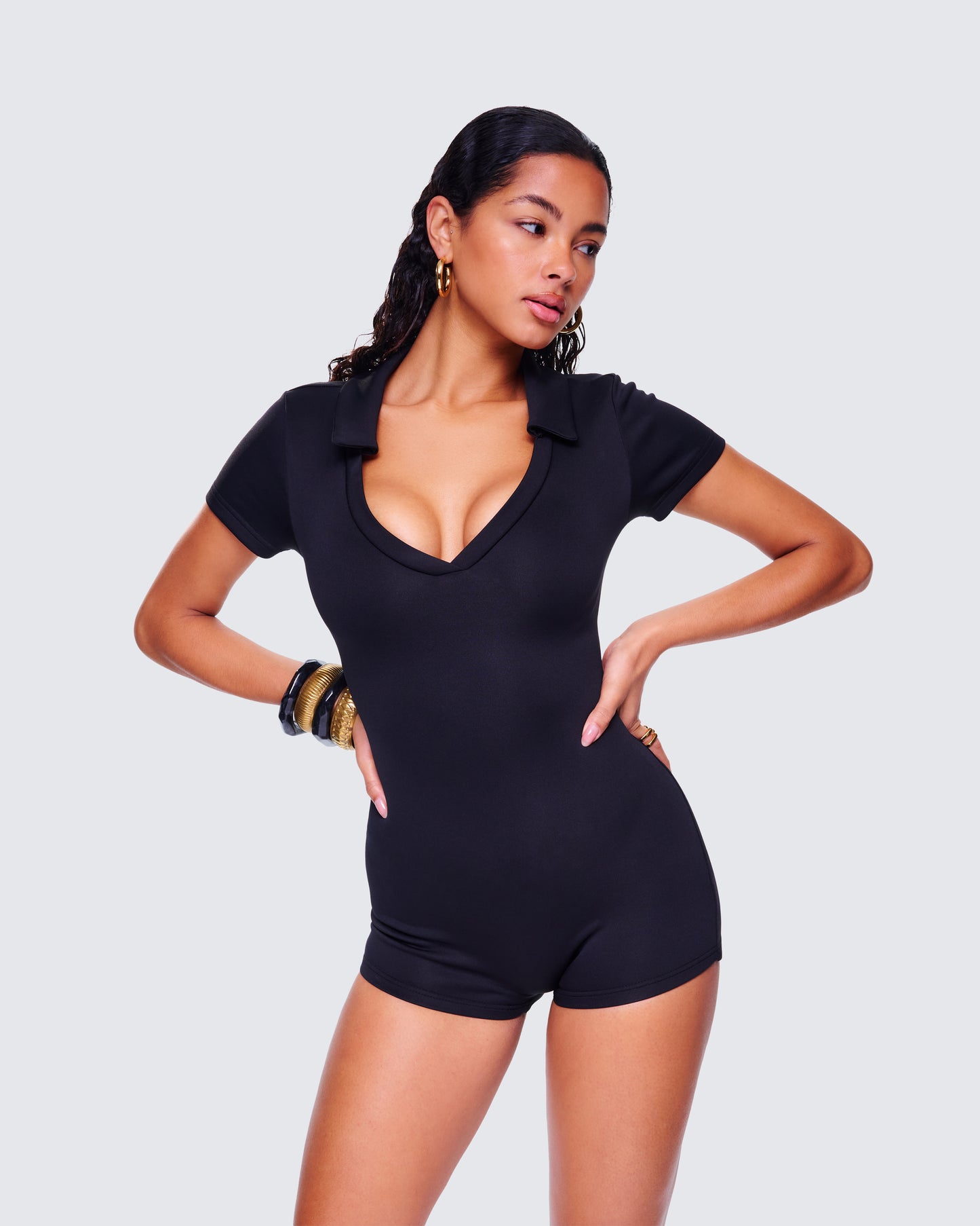 Jeanie Black Knit Romper