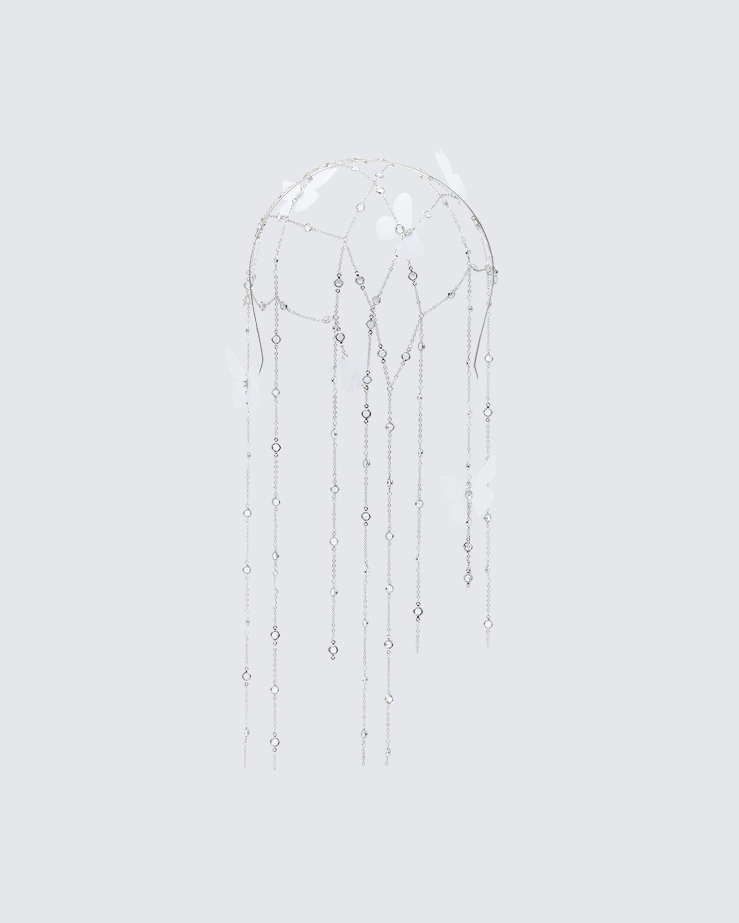 Arcadia Silver Butterfly Chain Veil Head Band