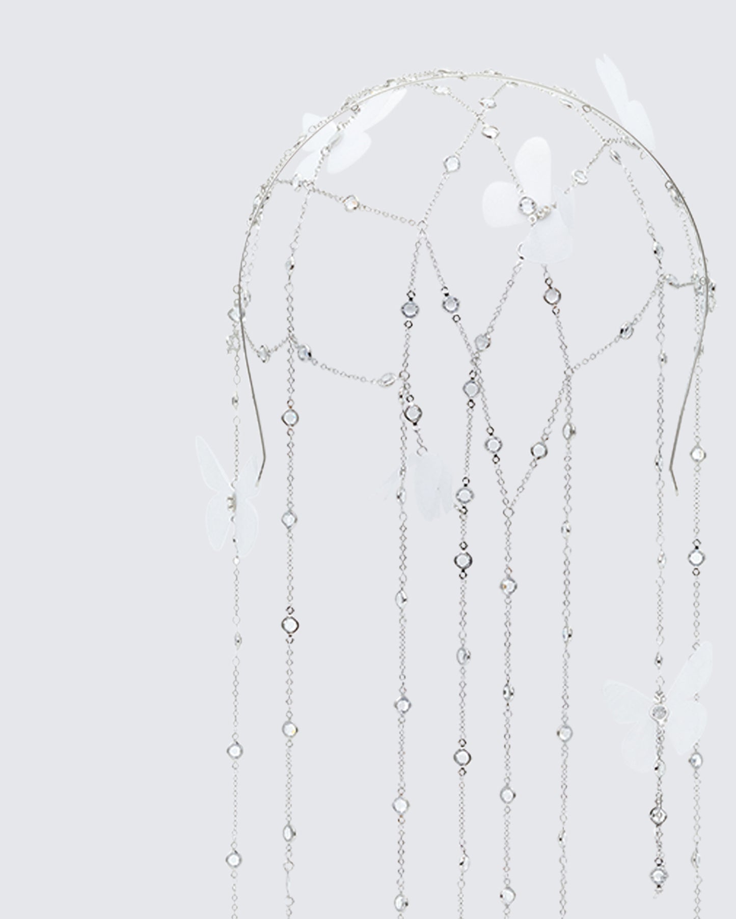 Arcadia Silver Butterfly Chain Veil Head Band