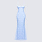 Alma Blue Butterfly Lace Maxi Dress