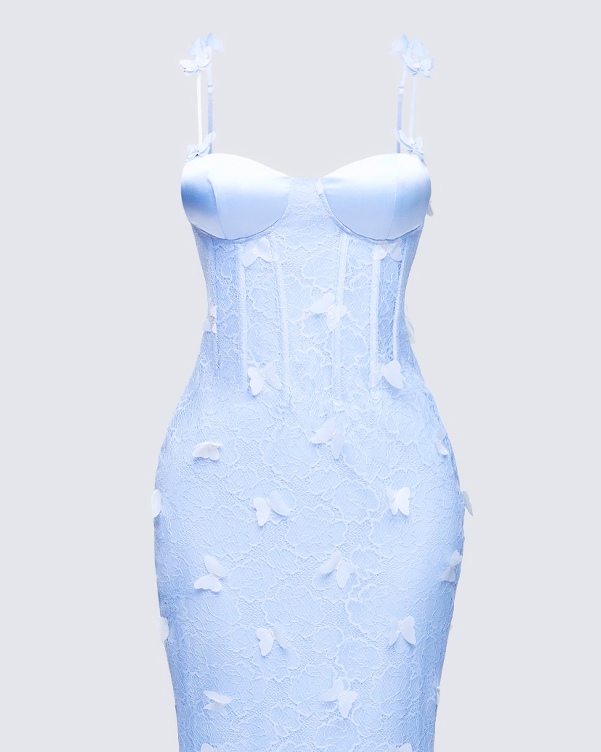 Blue Butterfly Lace Maxi Dress
