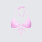 Amal Pink Sequin Bikini Top