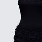 Amira Black Ribbed Ruffle Mini Dress