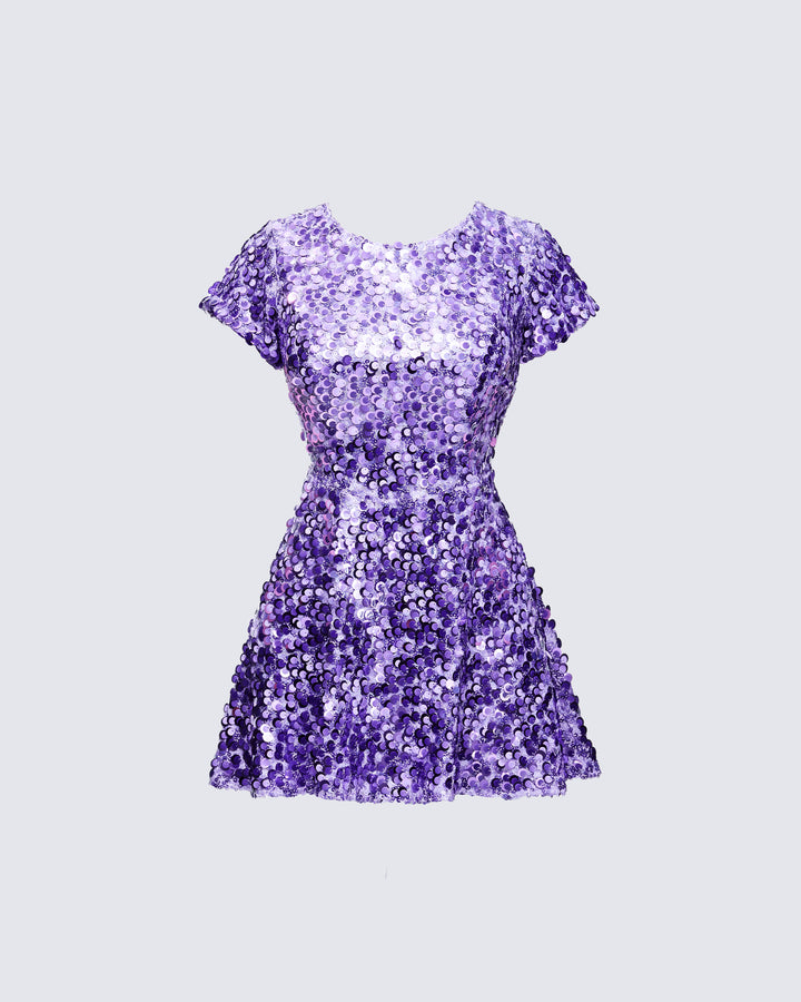purple disc sequin dress Corine Slip Dress in Plum Disc Sequin