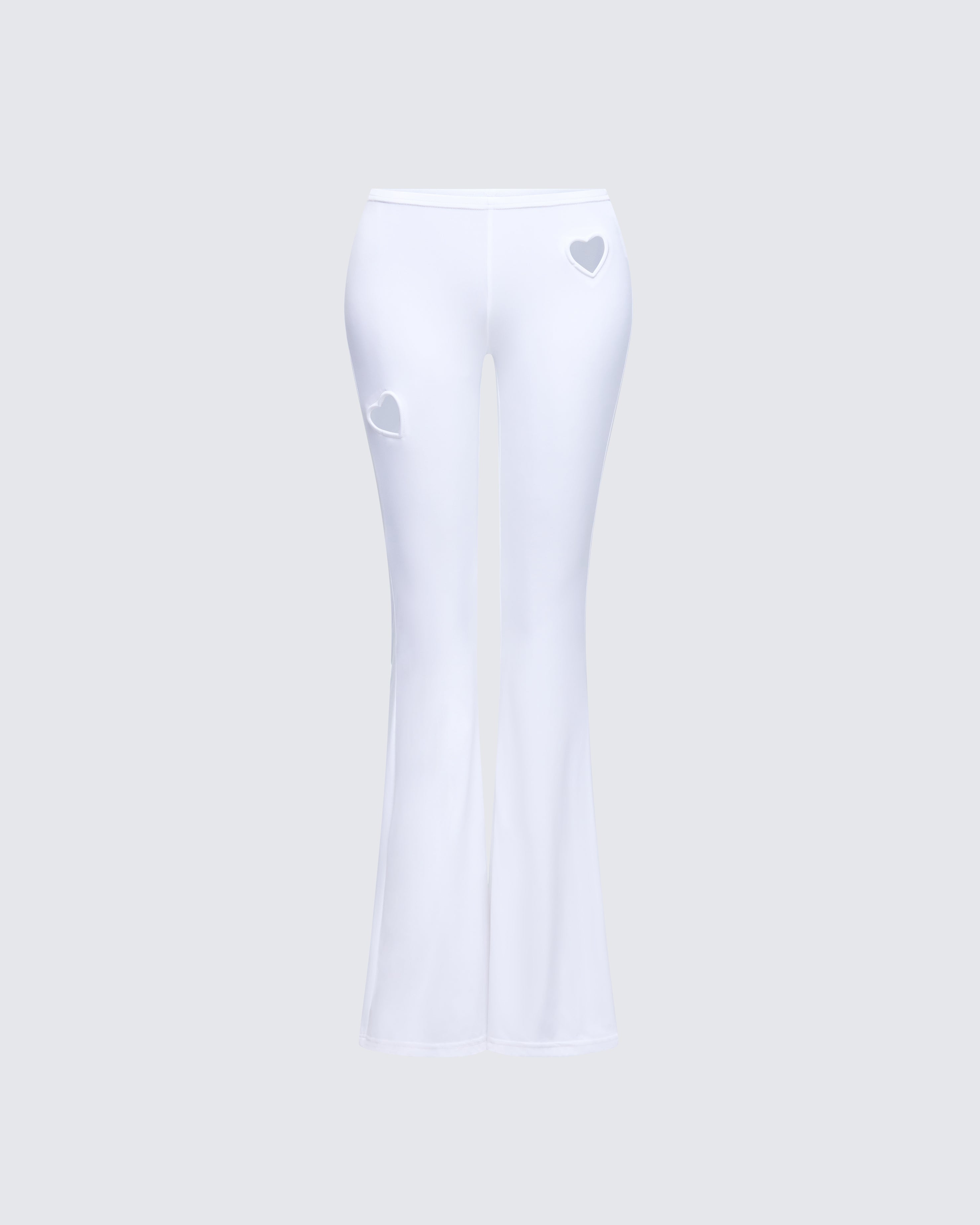 White Flare Pants with Heart Cutouts - Low Rise – FINESSE