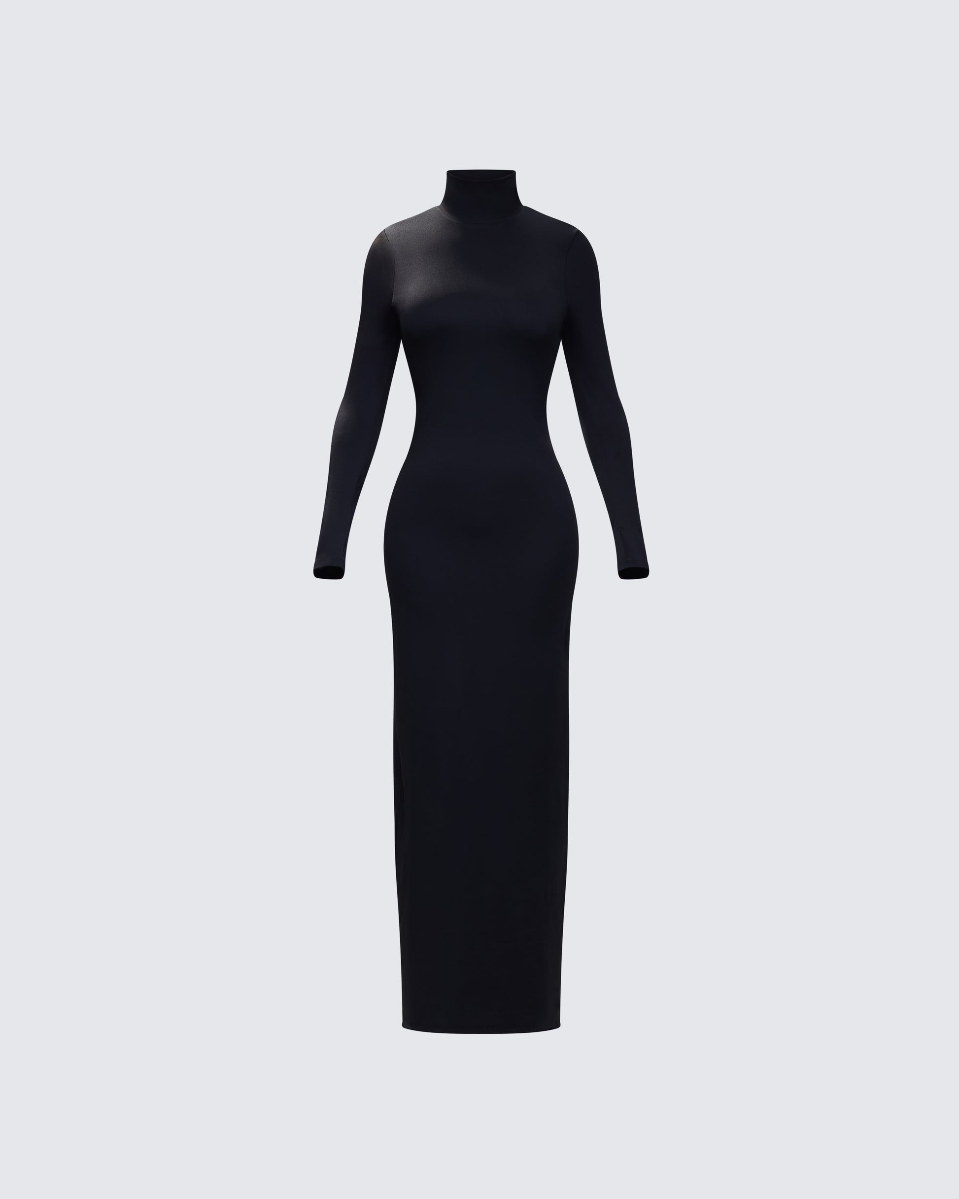 Black Turtleneck Maxi Dress - Long Sleeve Bodycon FINESSE Black Turtleneck Maxi Dress - Long Sleeve Bodycon FINESSE