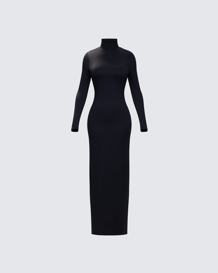 Black Turtleneck Maxi Dress - Long Sleeve Bodycon 3X Black Turtleneck Maxi Dress - Long Sleeve Bodycon 3X