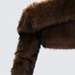 Nadi Brown Faux Fur Off Shoulder Top