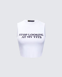 Nicolette White Rib Graphic Top