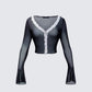 Aurelia Black Long Sleeve Mesh Top