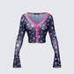 Aurelia Black Printed Mesh Top