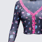Aurelia Black Printed Mesh Top