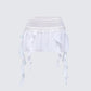 Aurelia White Mesh Ruffle Mini Skirt