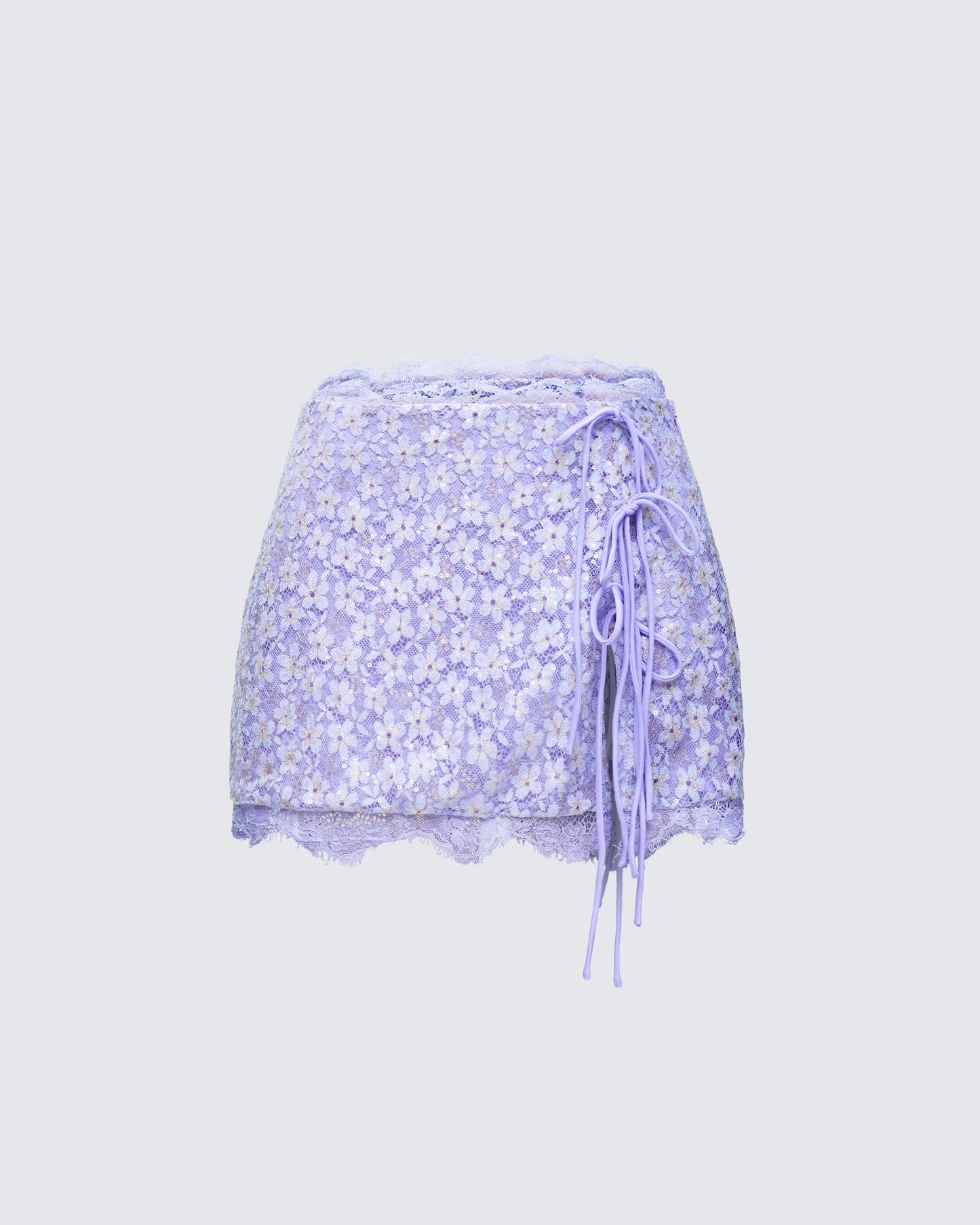 Lucille Purple Sequin Tie Mini Skirt