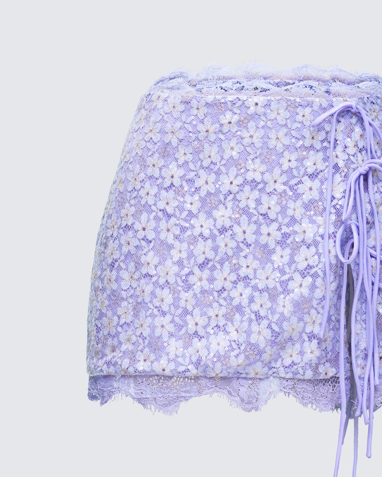 Lucille Purple Sequin Tie Mini Skirt