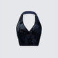 Moana Black Burnout Ring Back Top