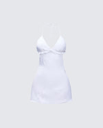 Navi Ivory Embroidered Open Back Mini Dress