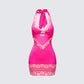 Rinna Pink Lace Cut Out Mini Dress