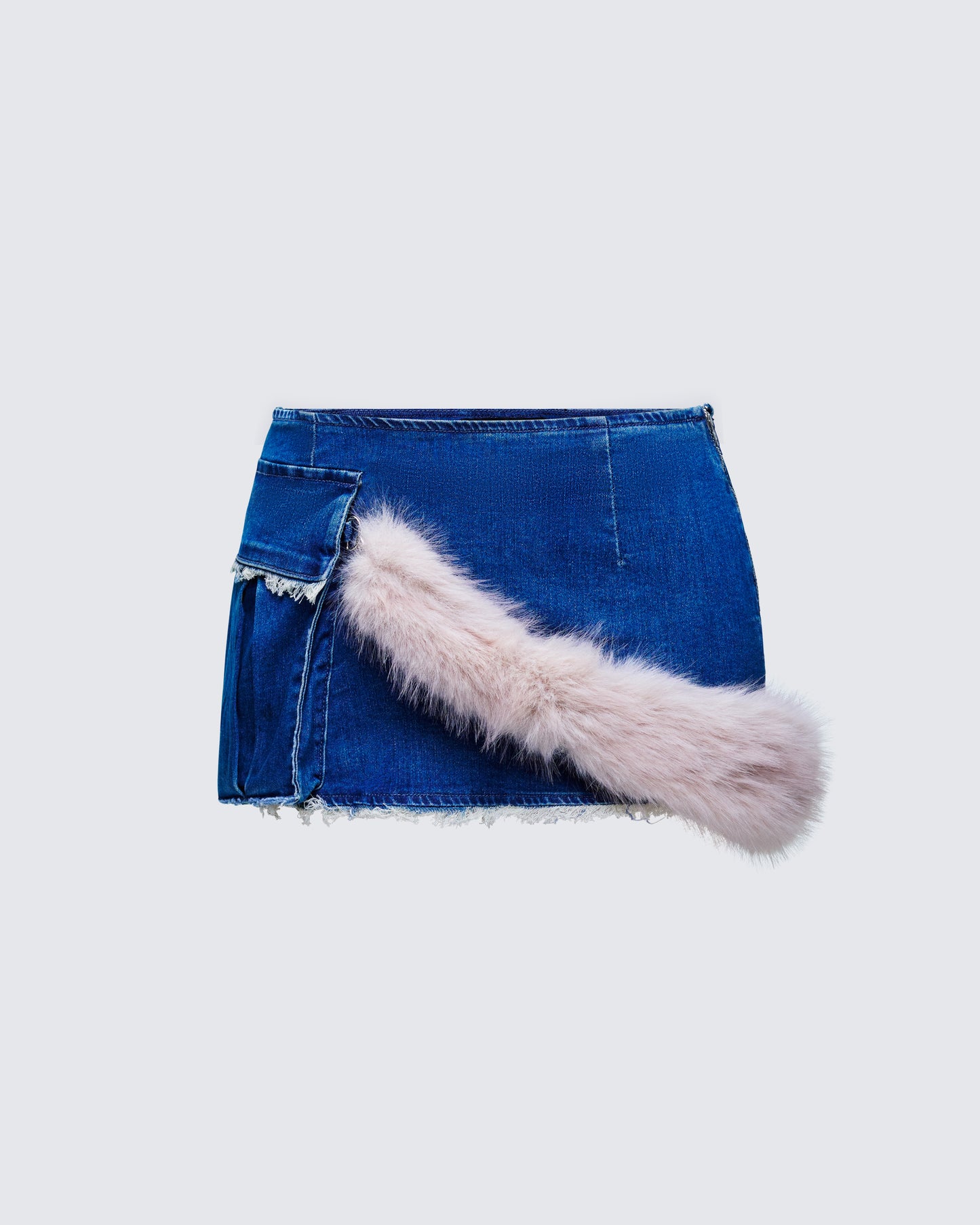 Sophelle Distressed Acid Wash Denim Mini Skirt